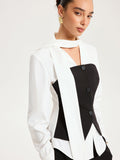 Two Tone Collar Shirt in Black & White — Svelte Chic