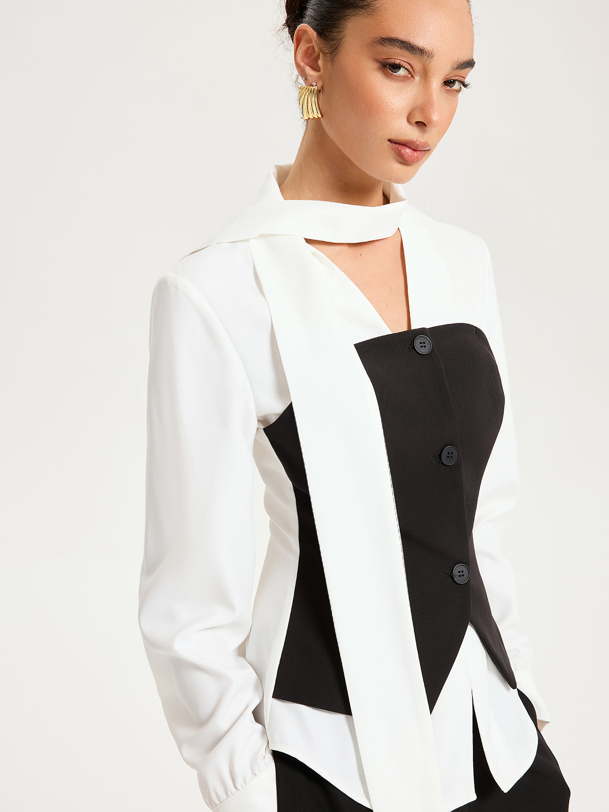 Two Tone Collar Shirt in Black & White — Svelte Chic