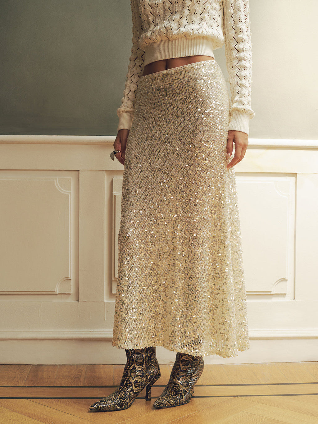 Sequin Fishtail Maxi Skirt — Svelte Chic