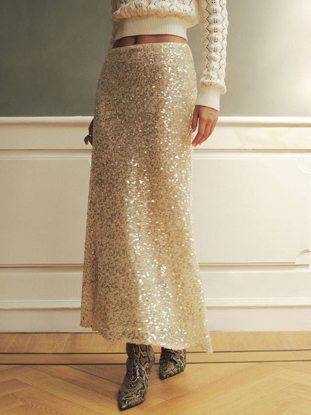 Sequin Fishtail Maxi Skirt — Svelte Chic