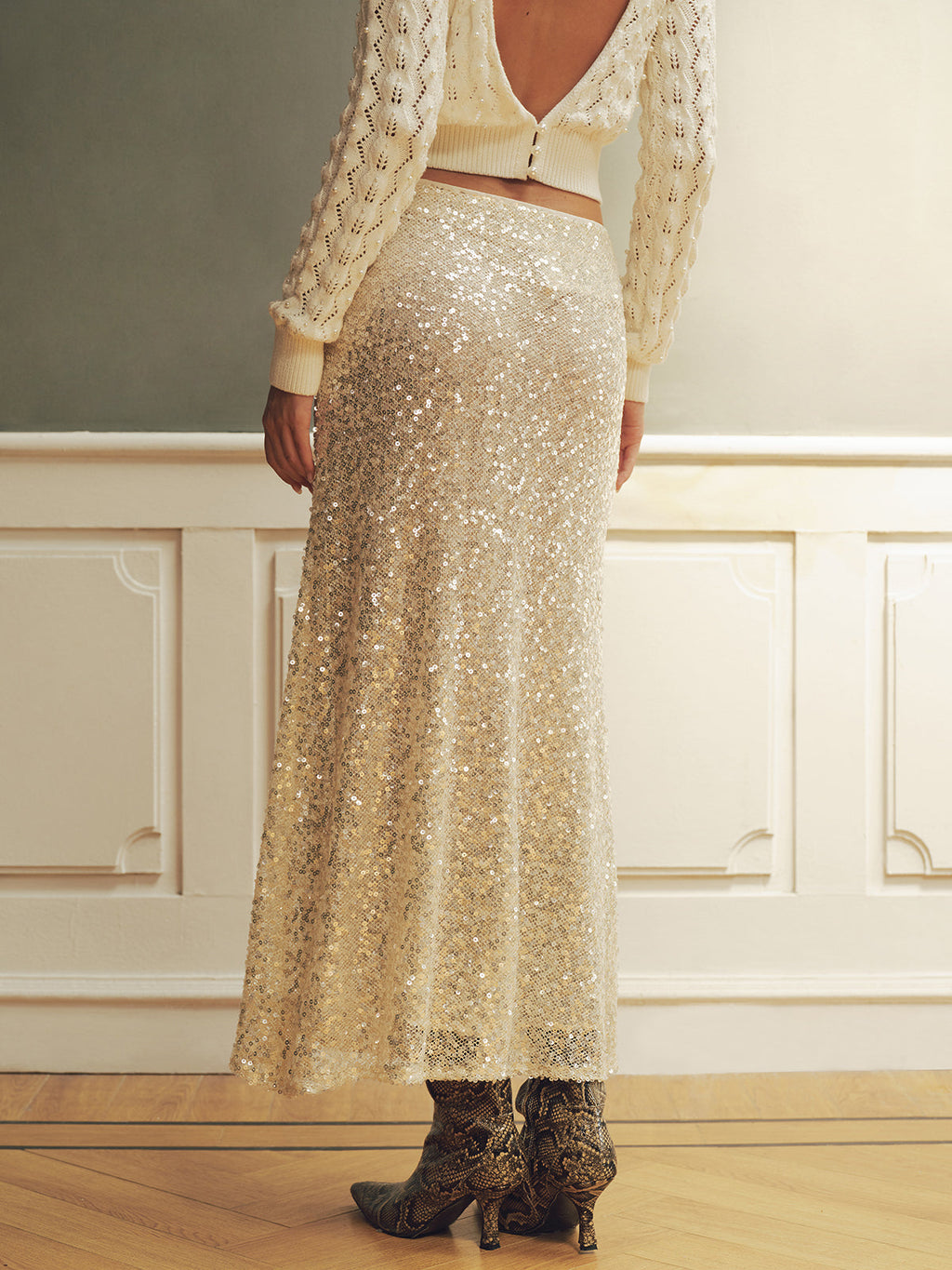 Sequin Fishtail Maxi Skirt — Svelte Chic
