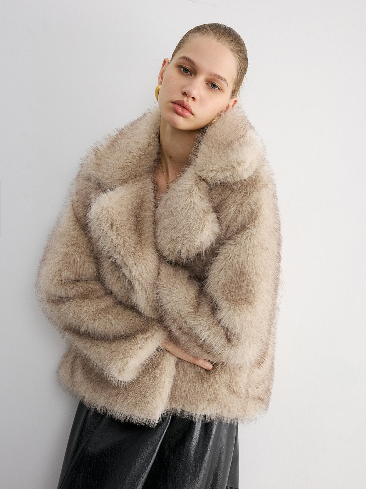 Shawl Collar Plush Cropped Coat — Svelte Chic