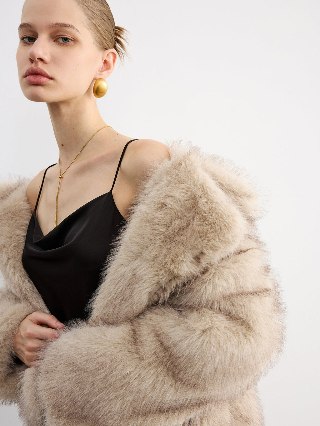 Shawl Collar Plush Cropped Coat — Svelte Chic