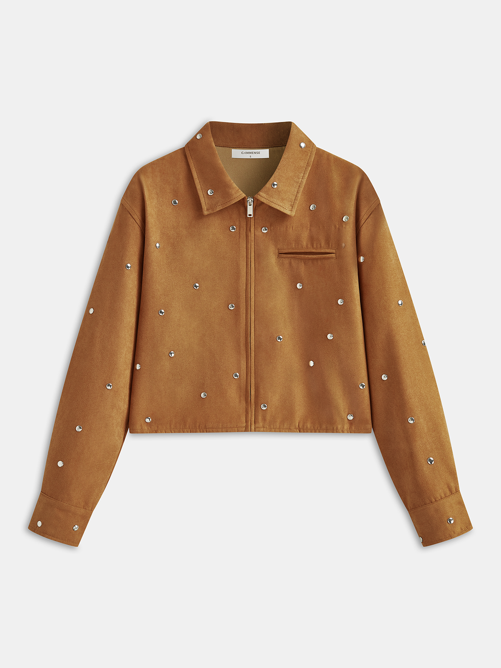 Suede Effect Zip Jacket in Orange — Svelte Chic