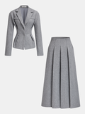 Tweed Blazer and Pleated Skirt Set — Svelte Chic
