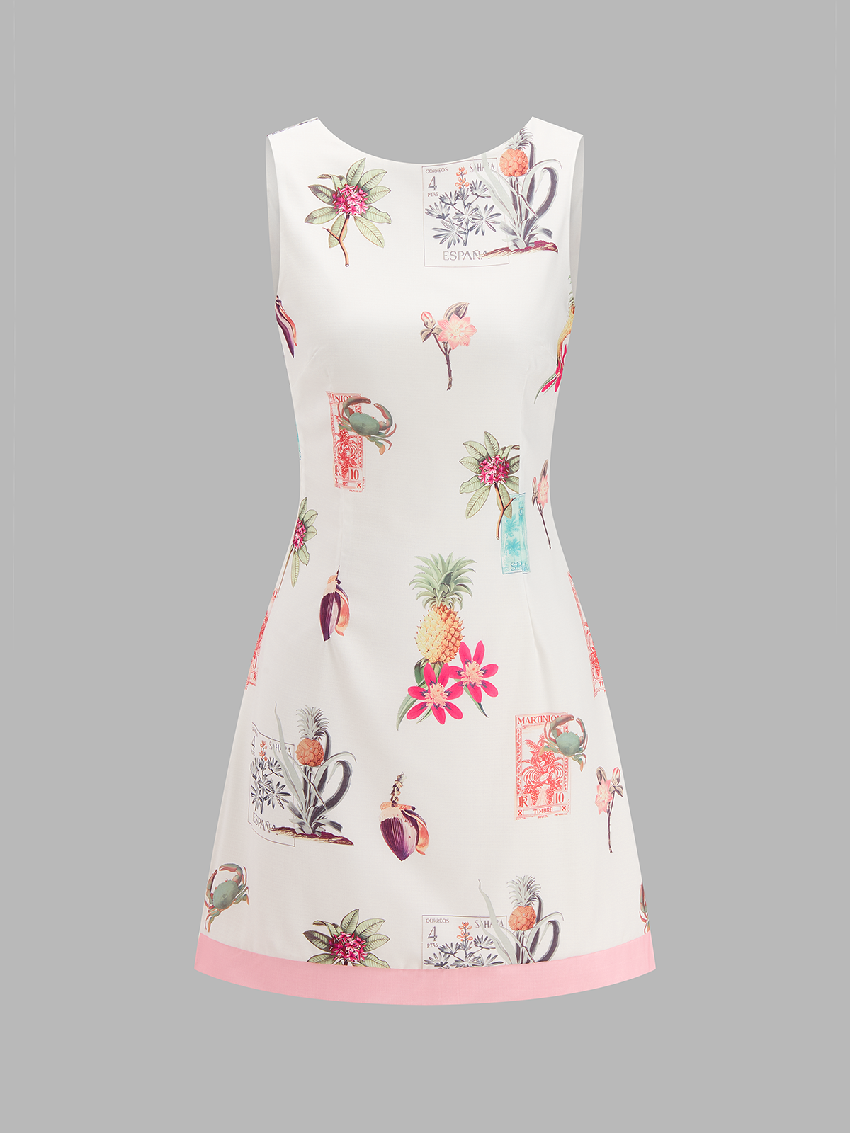 Cotton Linen Tropical Print Dress — Svelte Chic