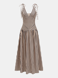 Striped Tie Shoulder Maxi Dress — Svelte Chic