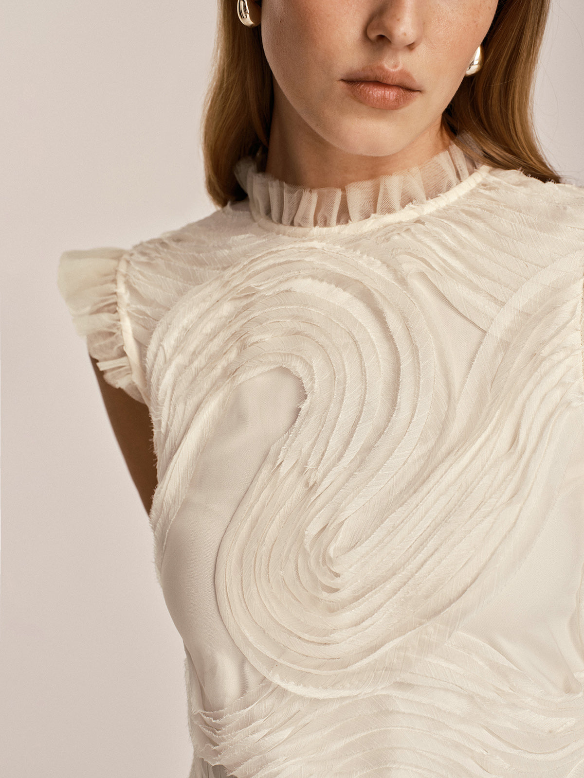Textured Ruffle Mesh Cami Top — Svelte Chic