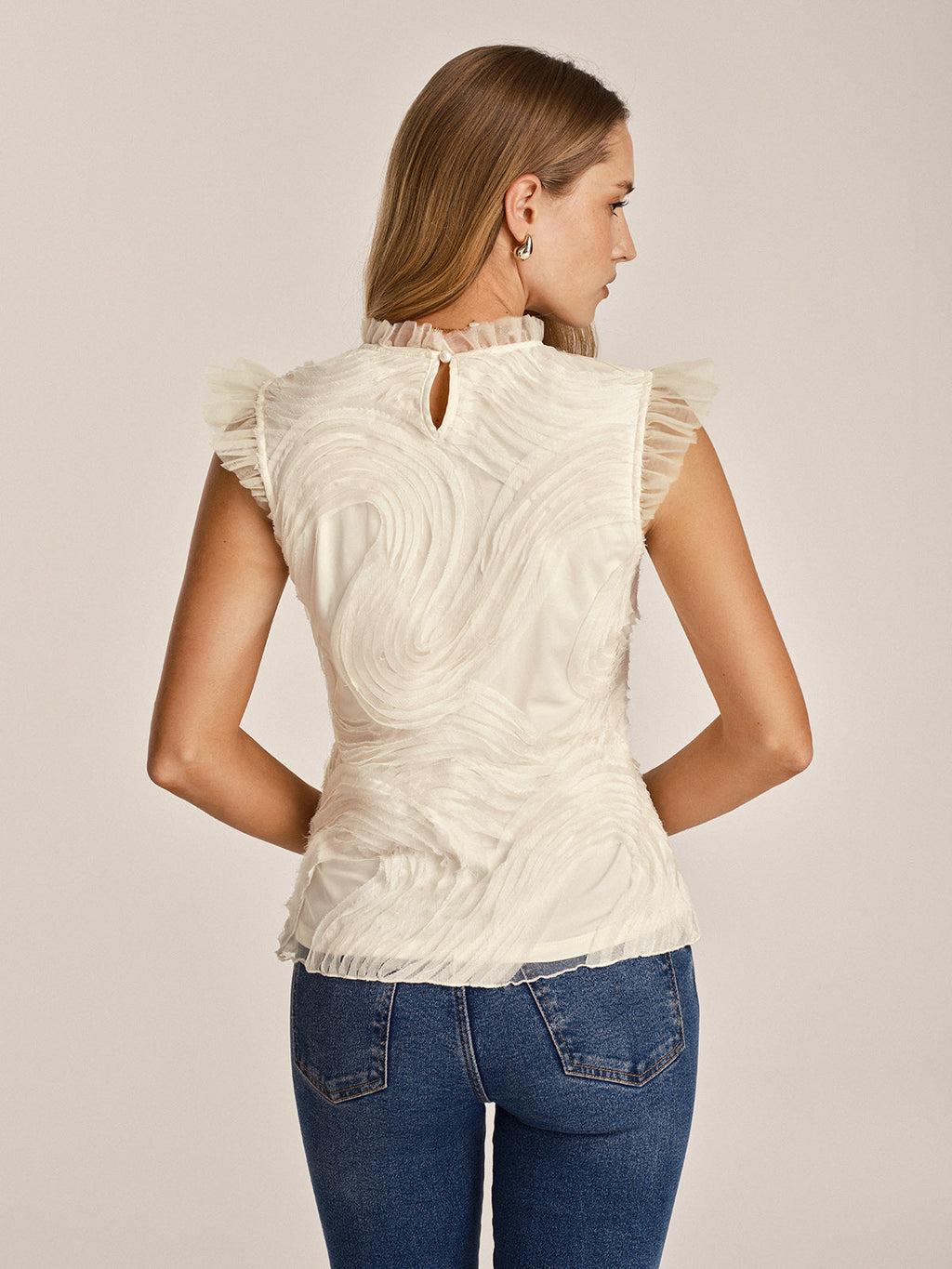 Textured Ruffle Mesh Cami Top — Svelte Chic