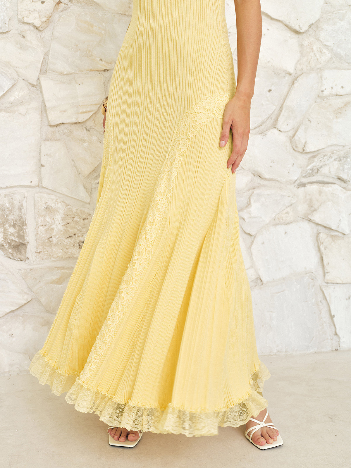 Lace Hem Knit Maxi Dress — Svelte Chic