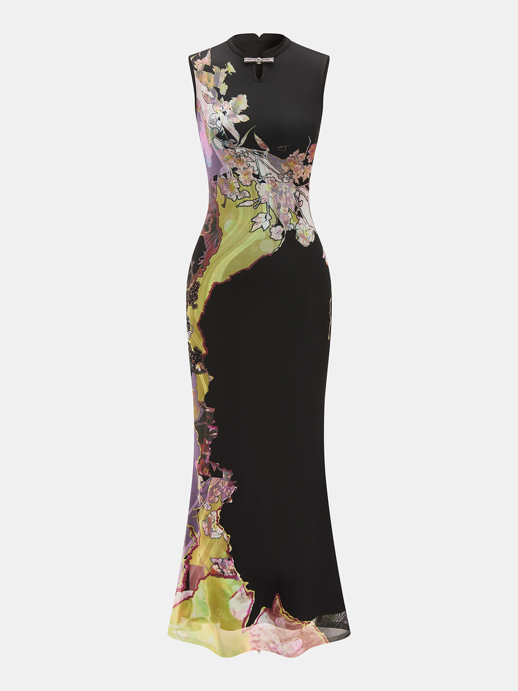 Floral Stand Collar Maxi Dress — Svelte Chic
