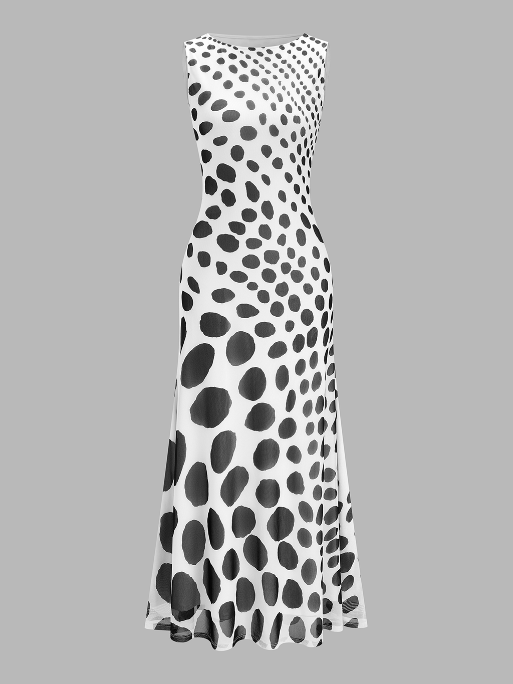 Polka Dot Mesh Strapless Maxi Dress — Svelte Chic