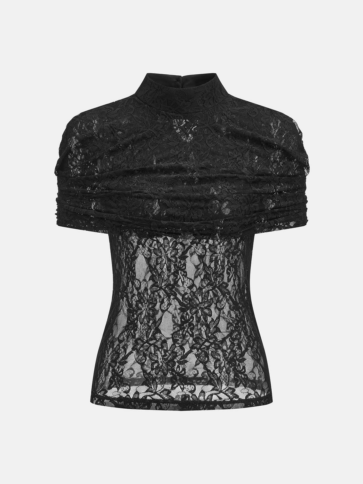 Lace Mock Neck Sheer Top — Svelte Chic