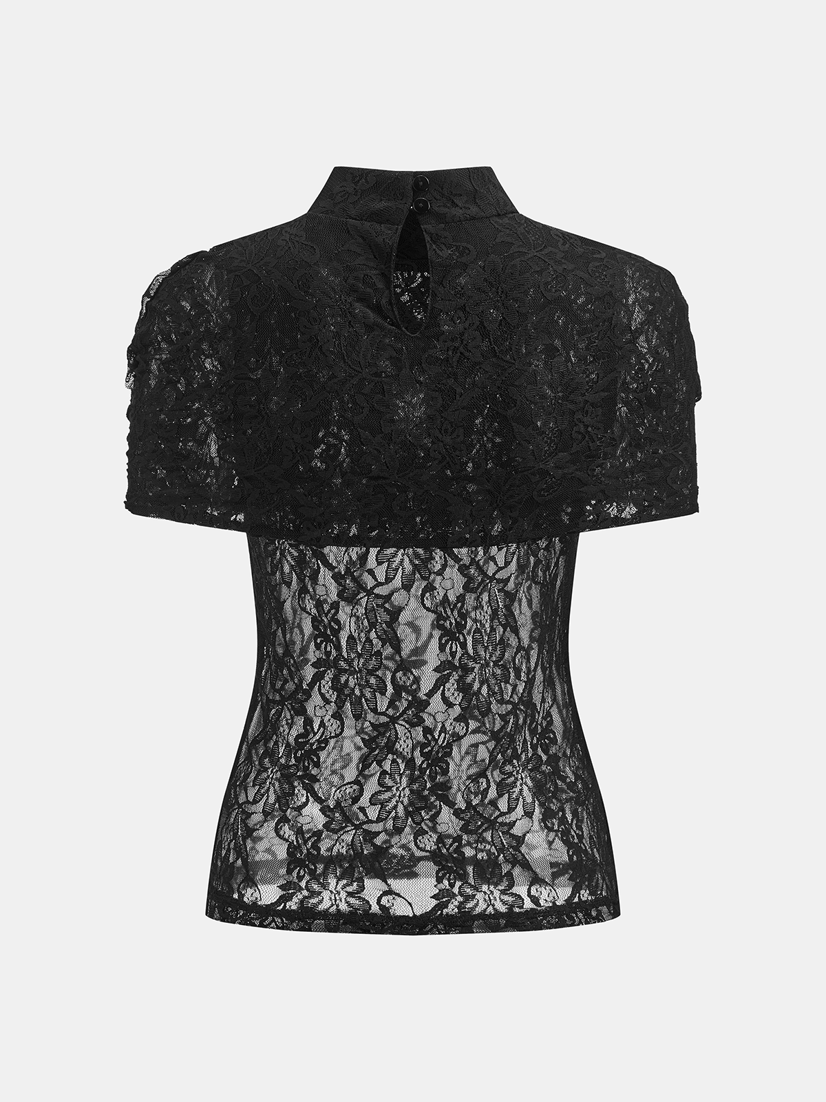 Lace Mock Neck Sheer Top — Svelte Chic