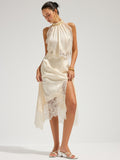 Lace Trim Satin Top and Skirt Set — Svelte Chic