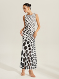 Polka Dot Mesh Strapless Maxi Dress — Svelte Chic