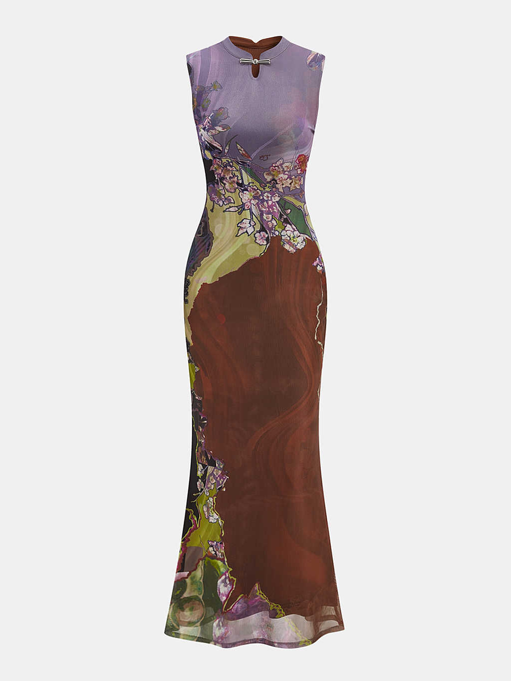 Floral Stand Collar Maxi Dress — Svelte Chic