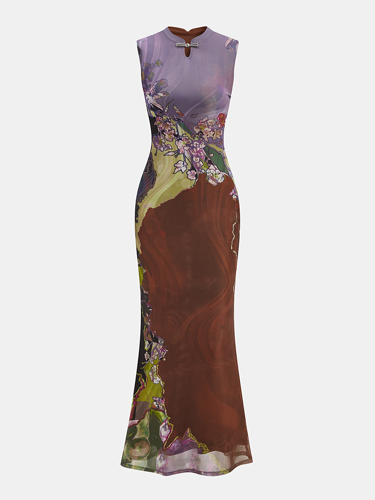 Floral Stand Collar Maxi Dress — Svelte Chic