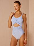 Striped Cutout Twist Swimsuit — Svelte Chic