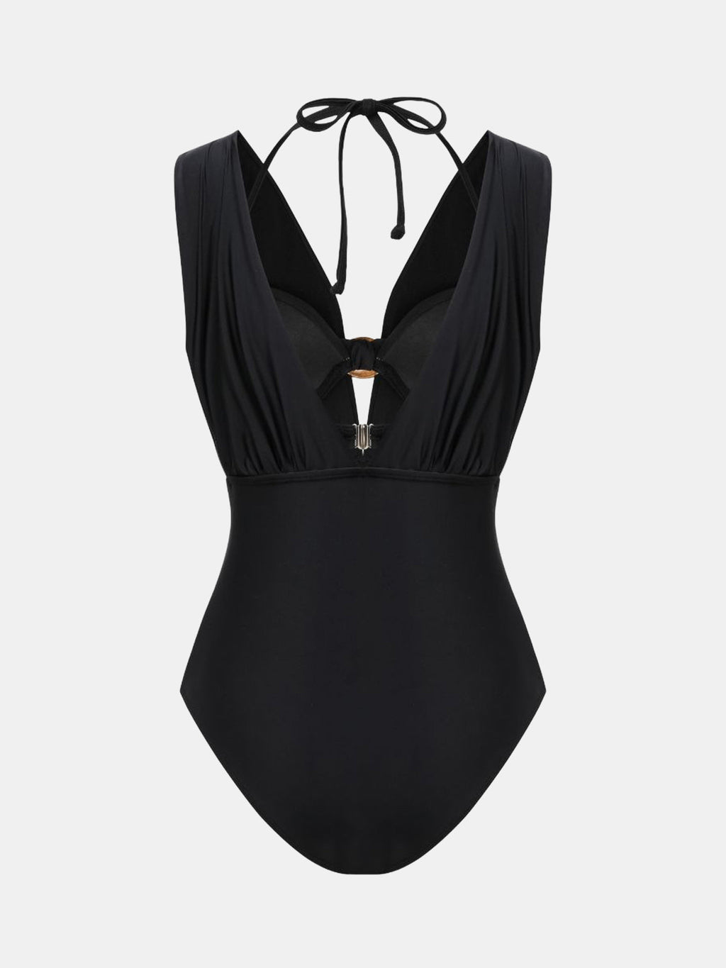 Metal Buckle Deep V Swimsuit — Svelte Chic