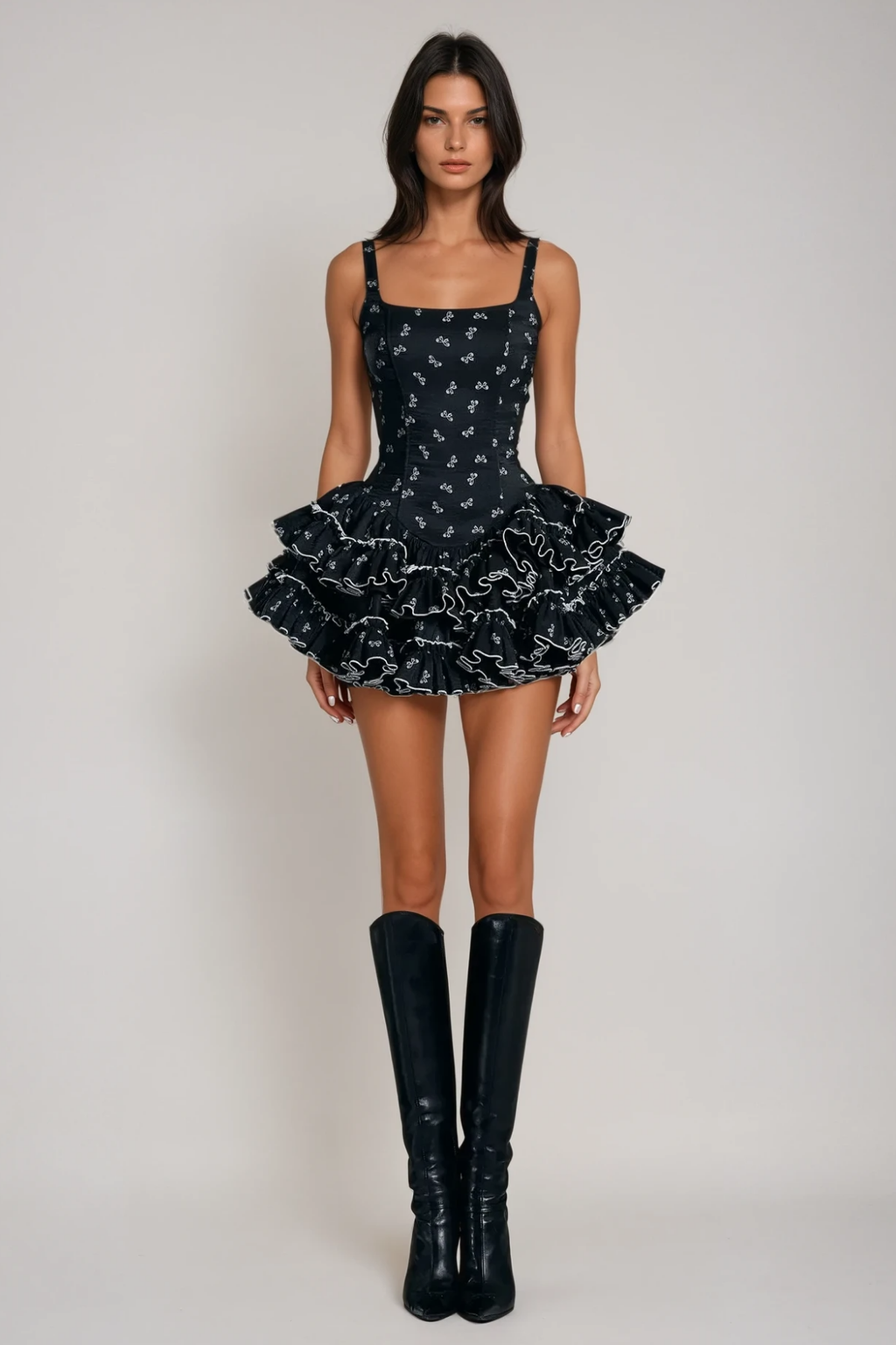 Floral Chiffon Ruffle Mini Dress — Svelte Chic