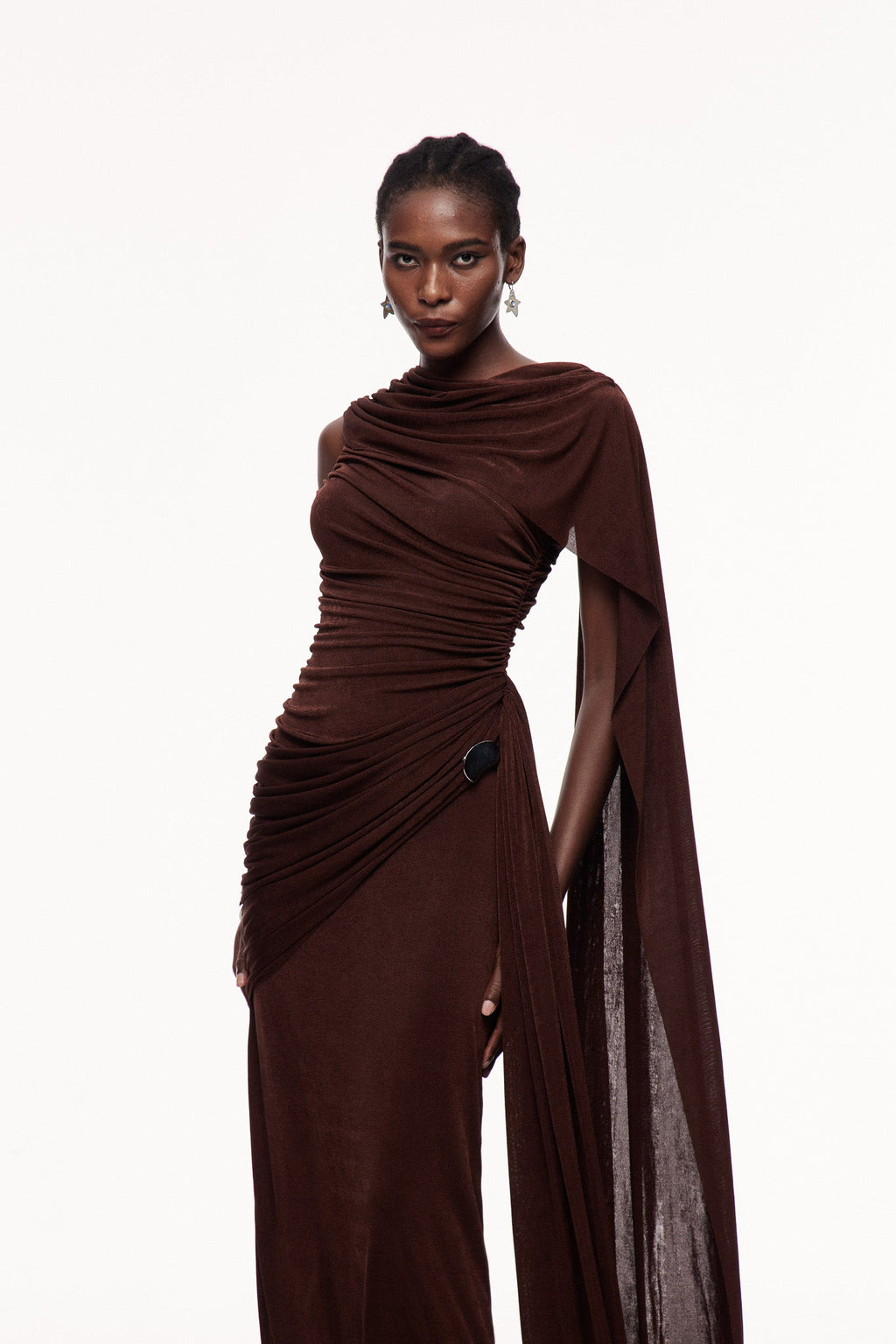 One Shoulder Shawl Detail Maxi Dress — Svelte Chic