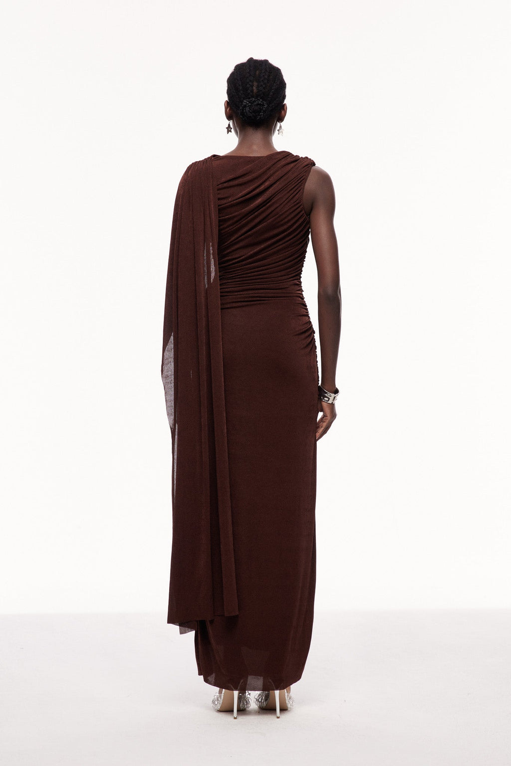 One Shoulder Shawl Detail Maxi Dress — Svelte Chic