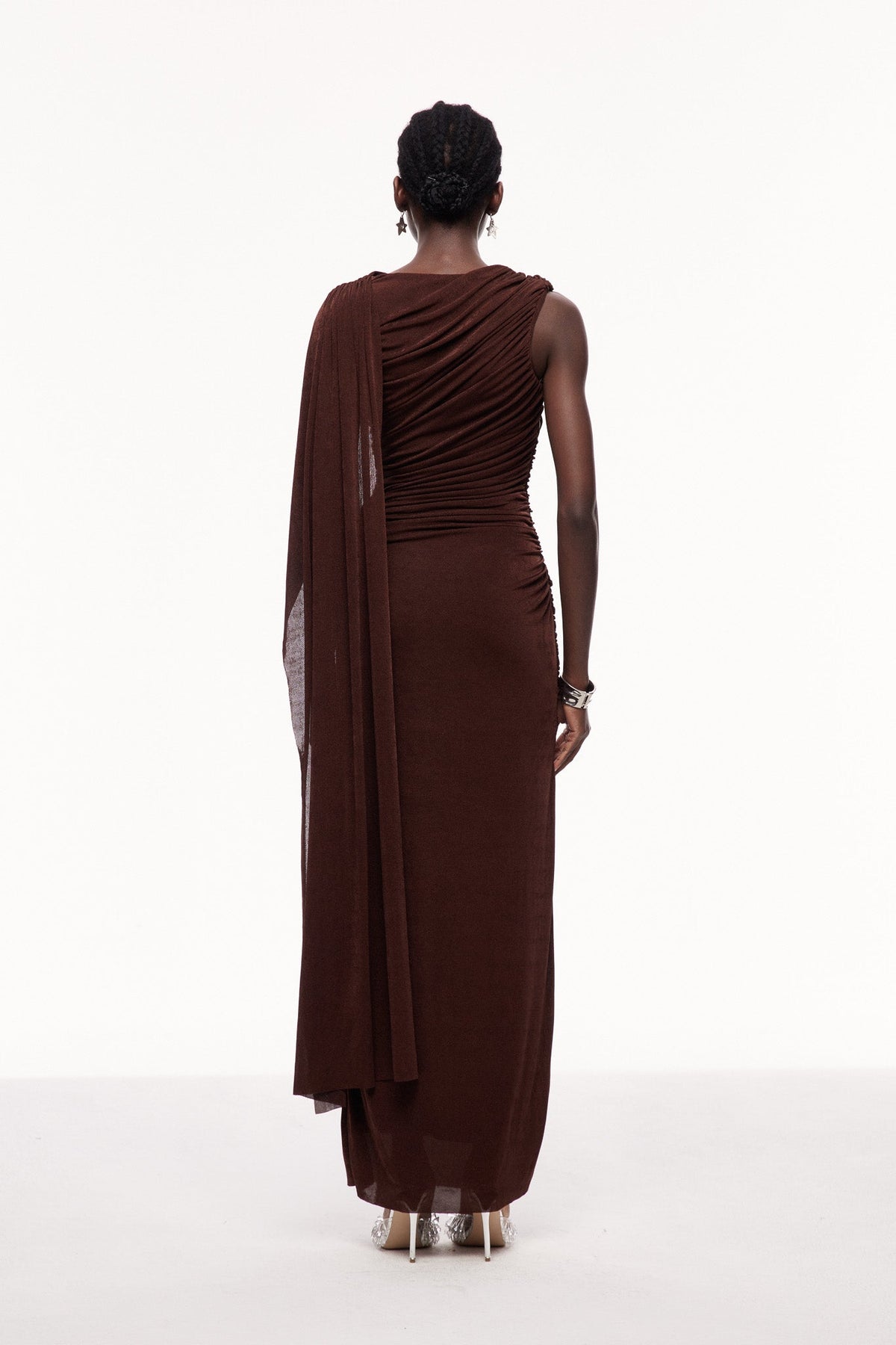 One Shoulder Shawl Detail Maxi Dress — Svelte Chic