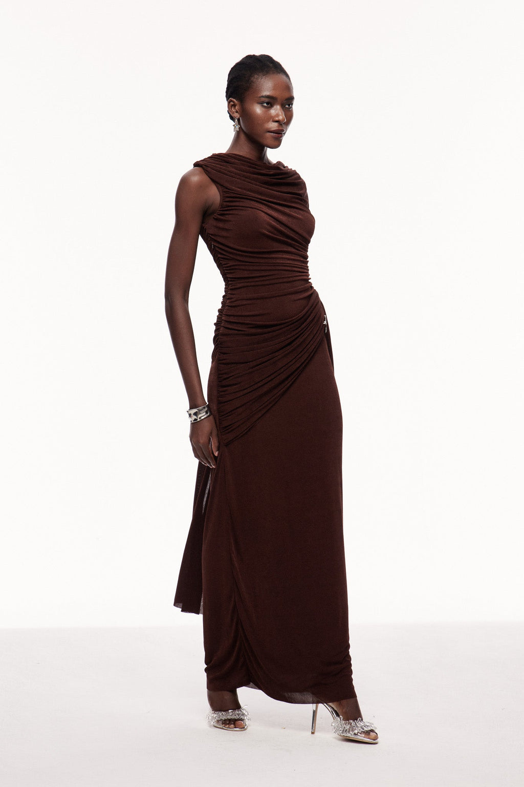 One Shoulder Shawl Detail Maxi Dress — Svelte Chic