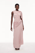 One Shoulder Shawl Maxi Dress in Pink — Svelte Chic