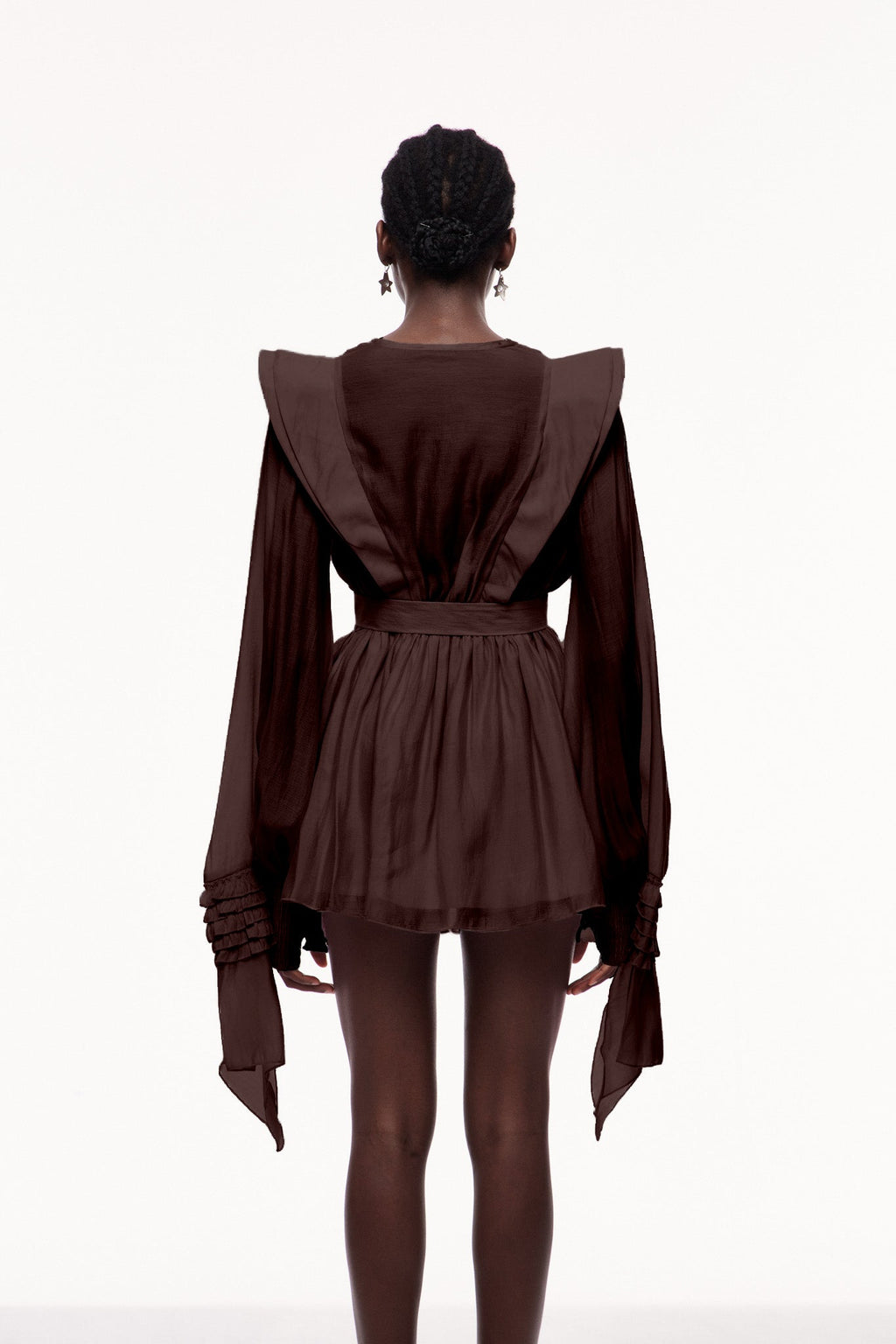 Ruffle Cutout V-Neck Mini Dress — Svelte Chic