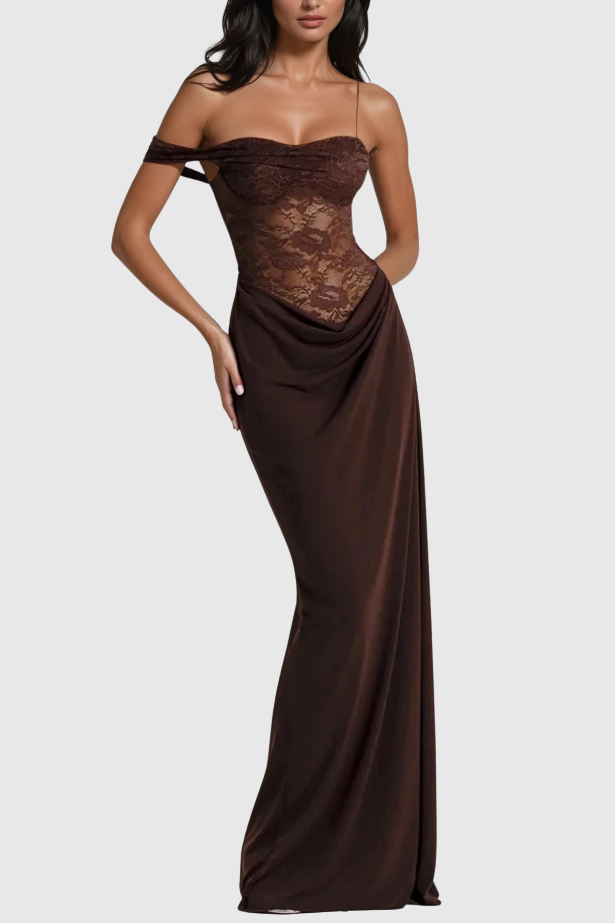Asymmetric Lace Maxi Dress — Svelte Chic