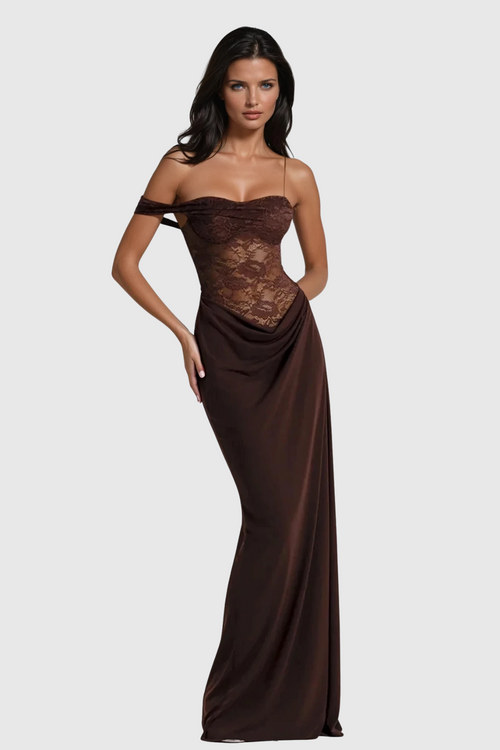 Asymmetric Lace Maxi Dress — Svelte Chic