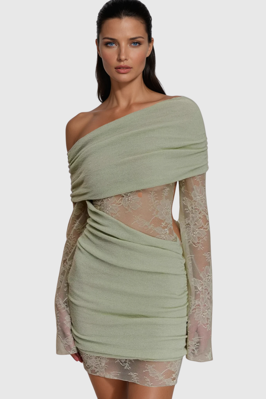One Shoulder Lace Mini Dress — Svelte Chic