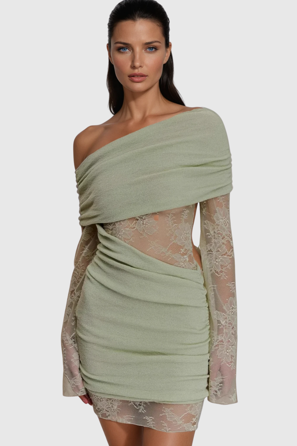 One Shoulder Lace Mini Dress — Svelte Chic