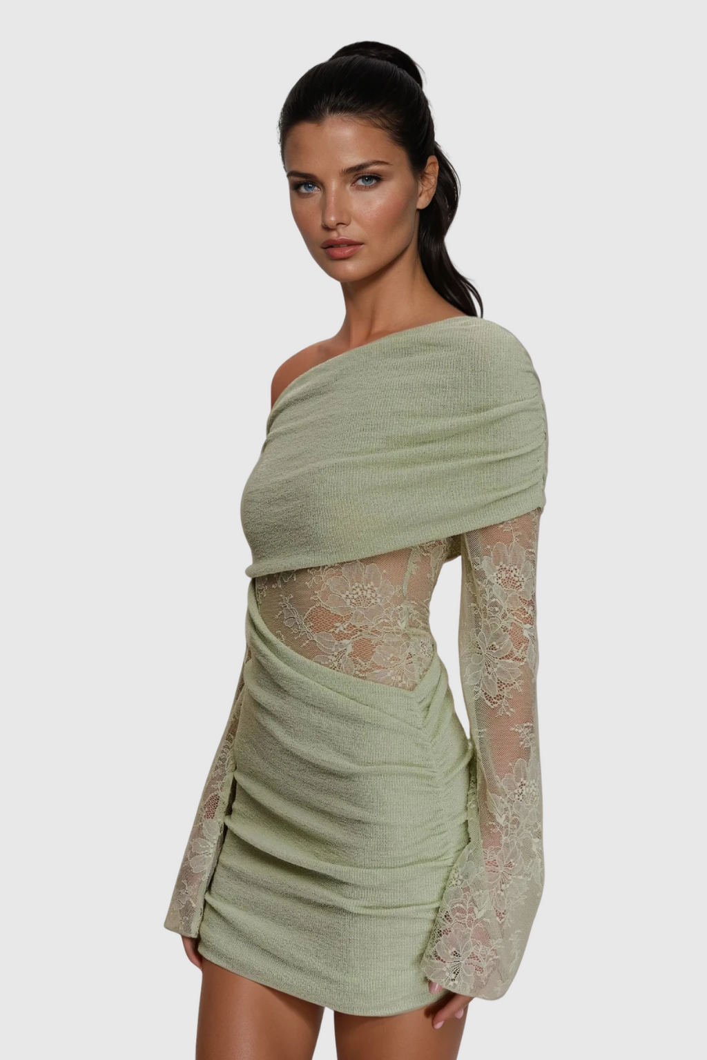 One Shoulder Lace Mini Dress — Svelte Chic