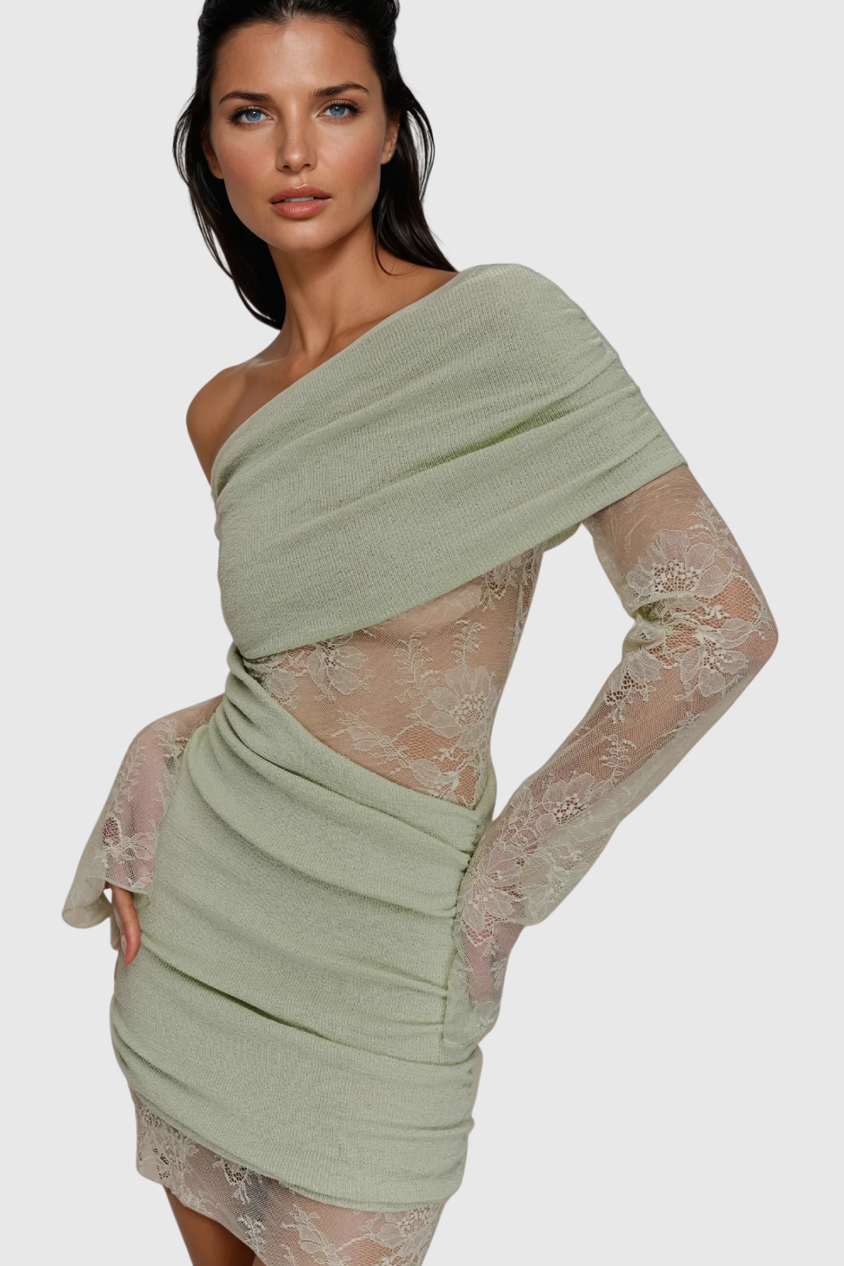 One Shoulder Lace Mini Dress — Svelte Chic