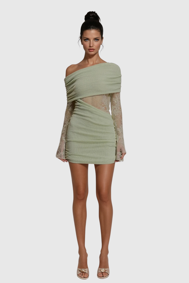 Örgü Dantel Mini Abiye Elbise