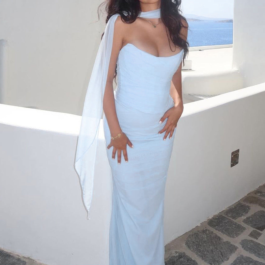 Aniyah Strapless Satin Maxi Dress — Svelte Chic