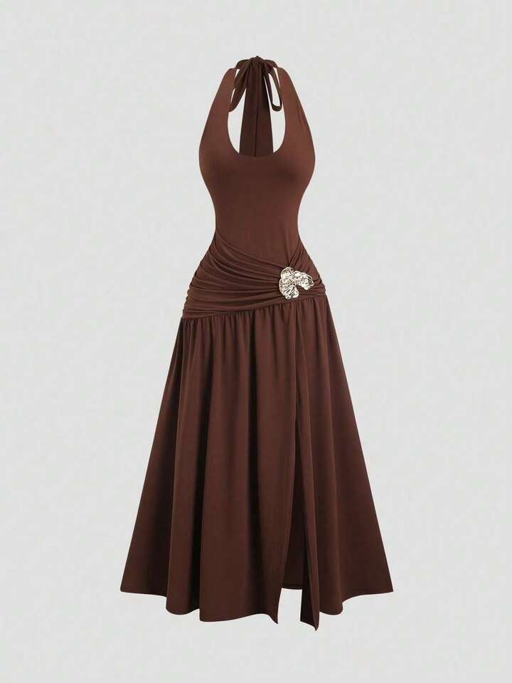 Halter Tie Side Slit Dress — Svelte Chic
