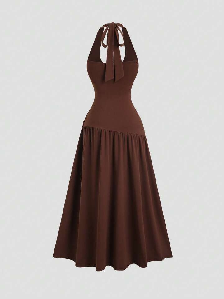 Halter Tie Side Slit Dress — Svelte Chic