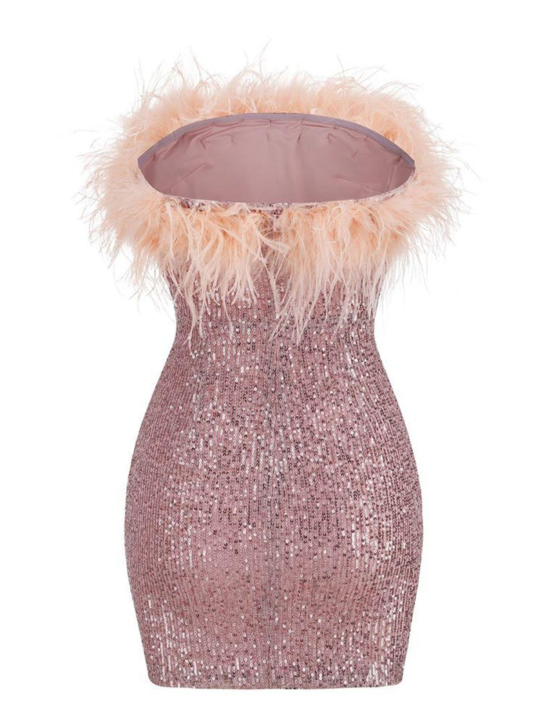 Marin Kayıtsız Tüy Pul Mini Elbise Lotus