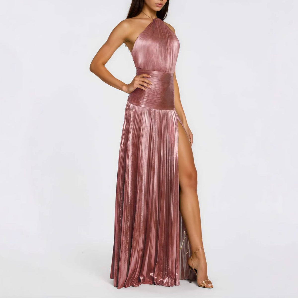 Halter Crossed Neck Maxi Dress — Svelte Chic