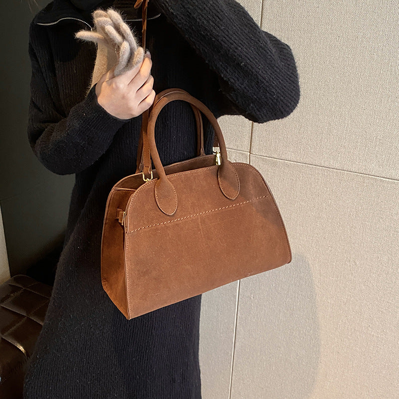 Top Handle Tote Bag in Light Brown — Svelte Chic