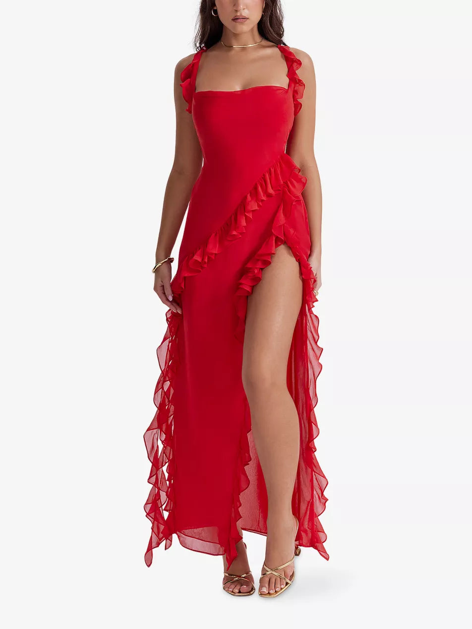 Ariela Strapless Ruffle Maxi Dress — Svelte Chic