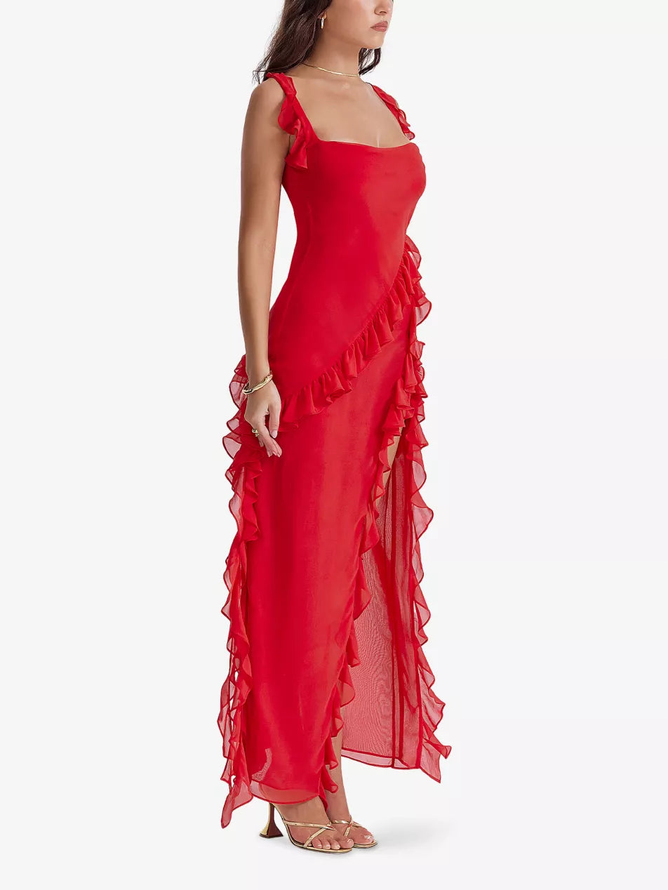 Ariela Strapless Ruffle Maxi Dress — Svelte Chic