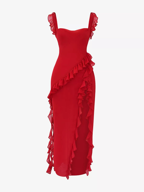 Ariela Strapless Ruffle Maxi Dress — Svelte Chic