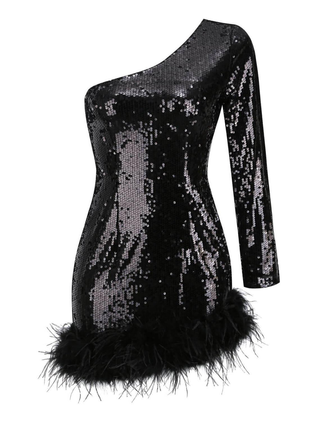 Romy Sequin Feather Mini Dress — Svelte Chic