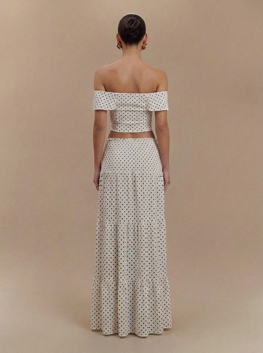 Draped Polka Dot Two Piece Set — Svelte Chic