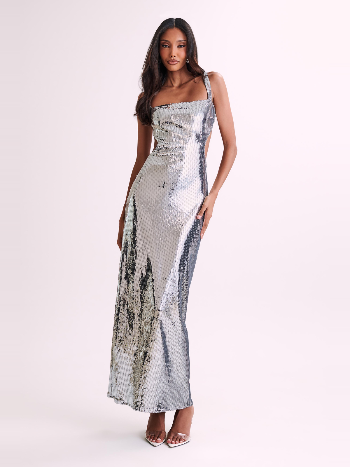 Adoria Sequin Cutout Maxi Dress — Svelte Chic